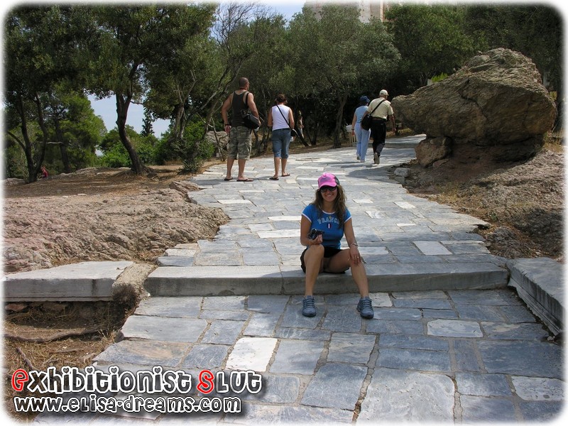 No panties in a park in Greece